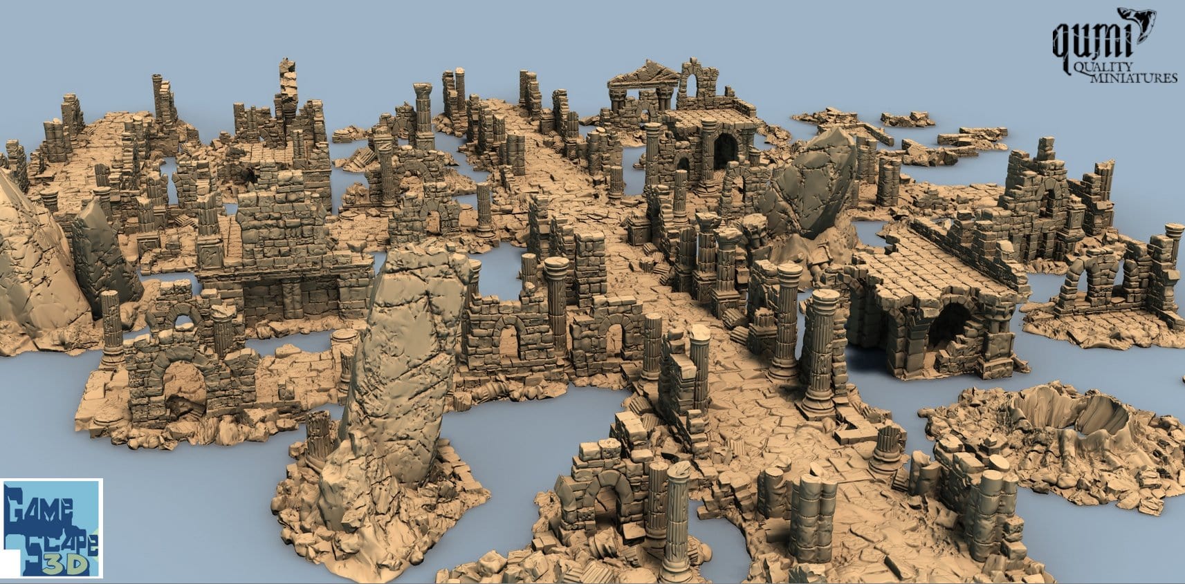 Lost Town Roads - Resin Print - Tabletop RPG Terrain - GameScape3D - Qumi Quality Miniatures - Qumi Wargaming Mini Model Figure