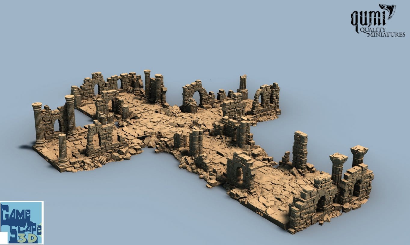 Lost Town Roads - Resin Print - Tabletop RPG Terrain - GameScape3D - Qumi Quality Miniatures - Qumi Wargaming Mini Model Figure