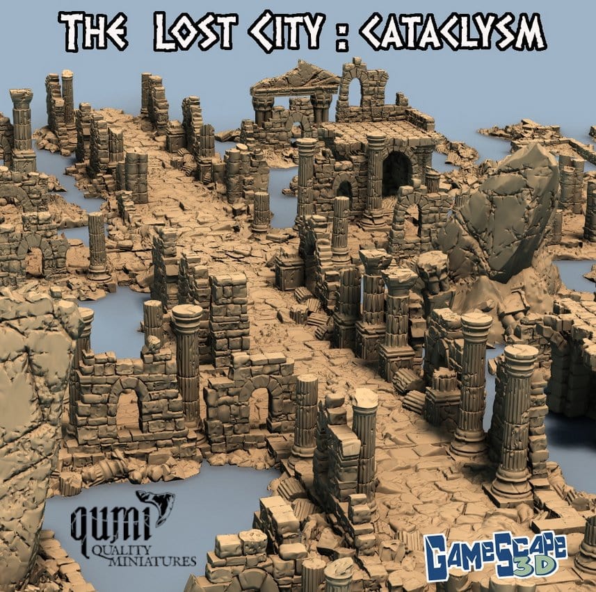 Lost Town Small Ruins - Resin Print - Tabletop RPG Terrain - GameScape3D - Qumi Quality Miniatures - Qumi Wargaming Mini Model Figure