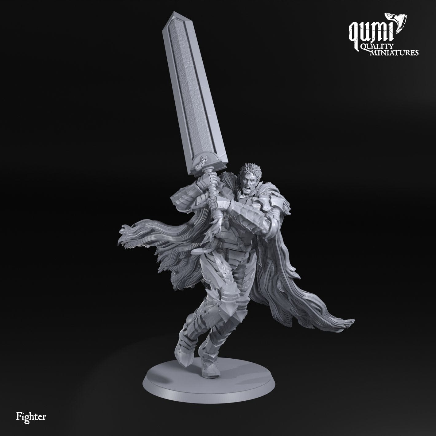 Tabletop RPG Miniature Knight Giant Sword Fighter - Qumi Quality Miniatures - Qumi Wargaming Mini Model Figure