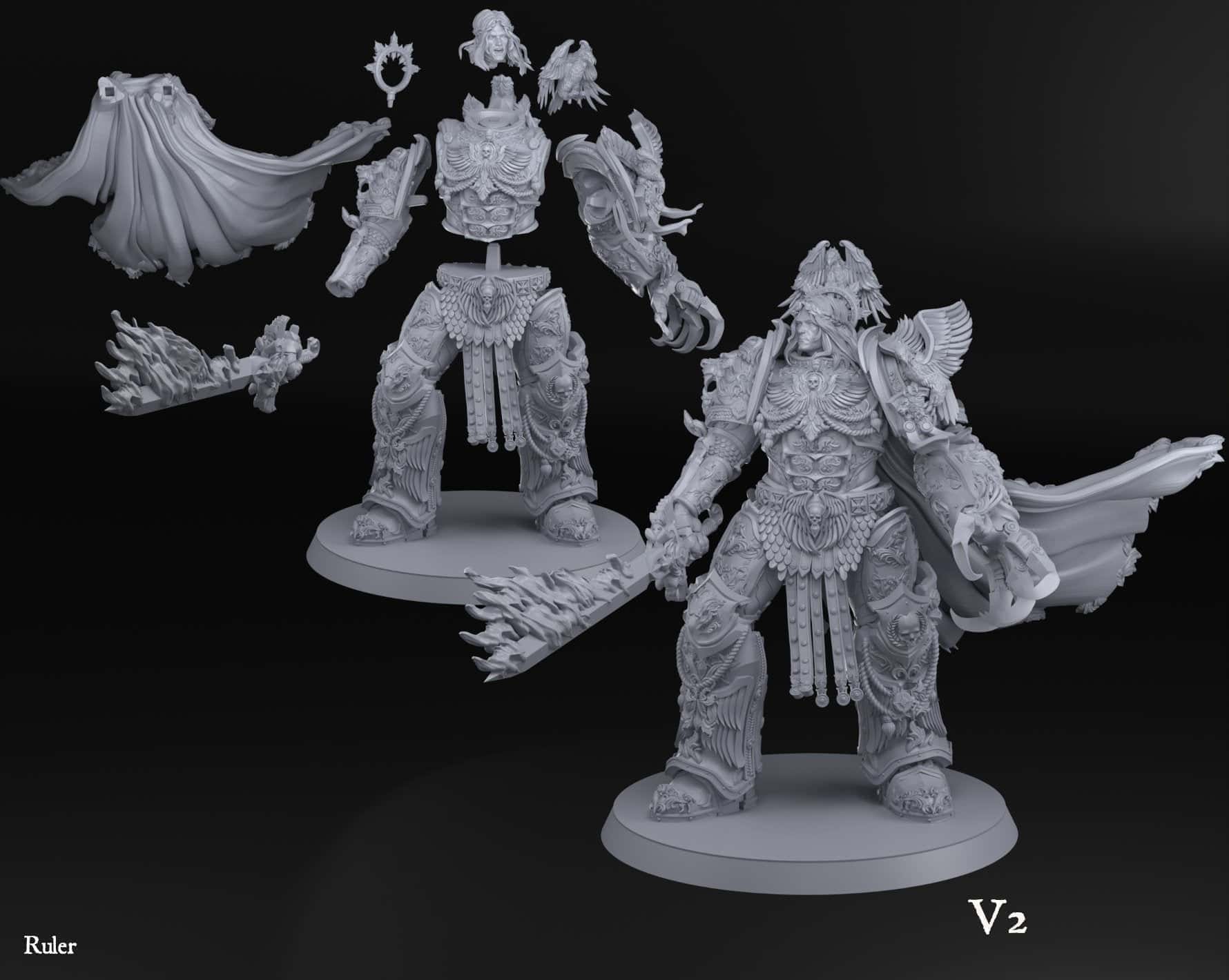 Tabletop RPG Miniature Lord Ruler XXL V2 Space Warrior Emperor Quality Miniatures - Qumi Wargaming Mini Model Figure