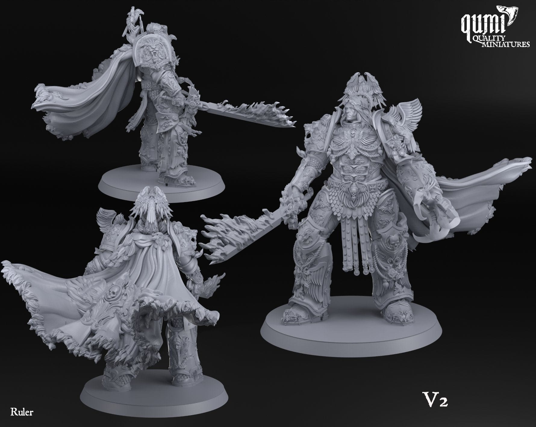 Tabletop RPG Miniature Lord Ruler XXL V2 Space Warrior Emperor Quality Miniatures - Qumi Wargaming Mini Model Figure